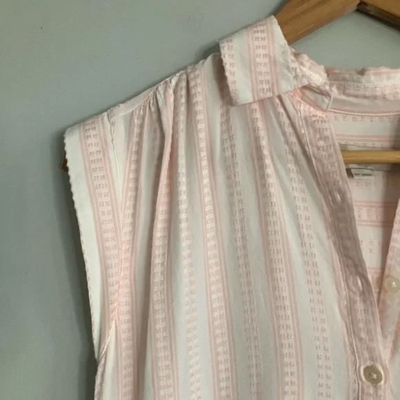 LOFT White and Pink Light Weight Cap Sleeve Tank Shirt Dress Size XSP - Picture 3 of 10